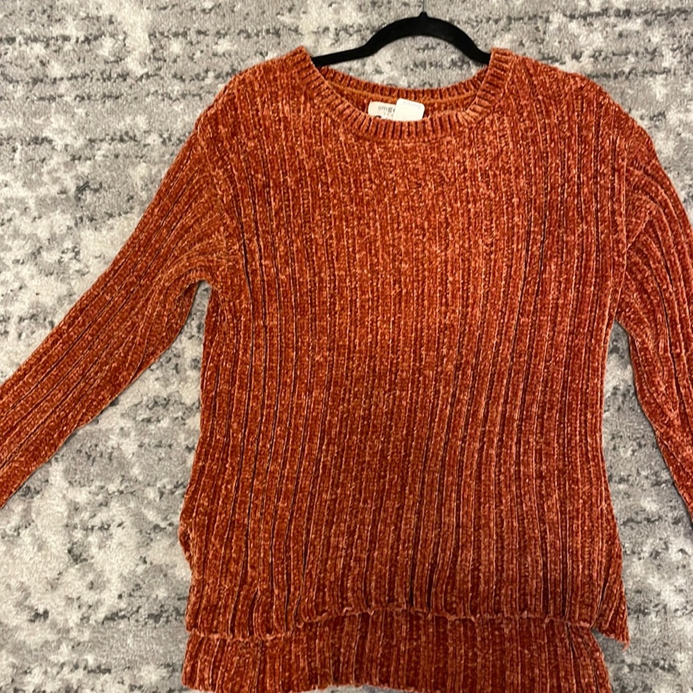 Chenille burnt orange sweater
